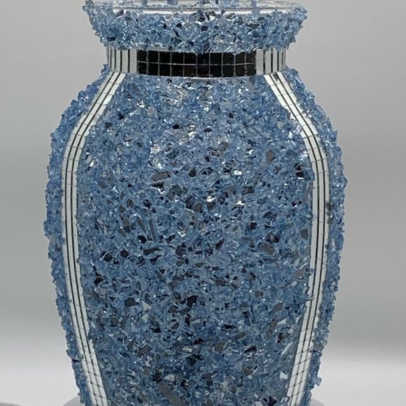 Beautiful Blue and Silver Glass Vase - Picture 8 of 10